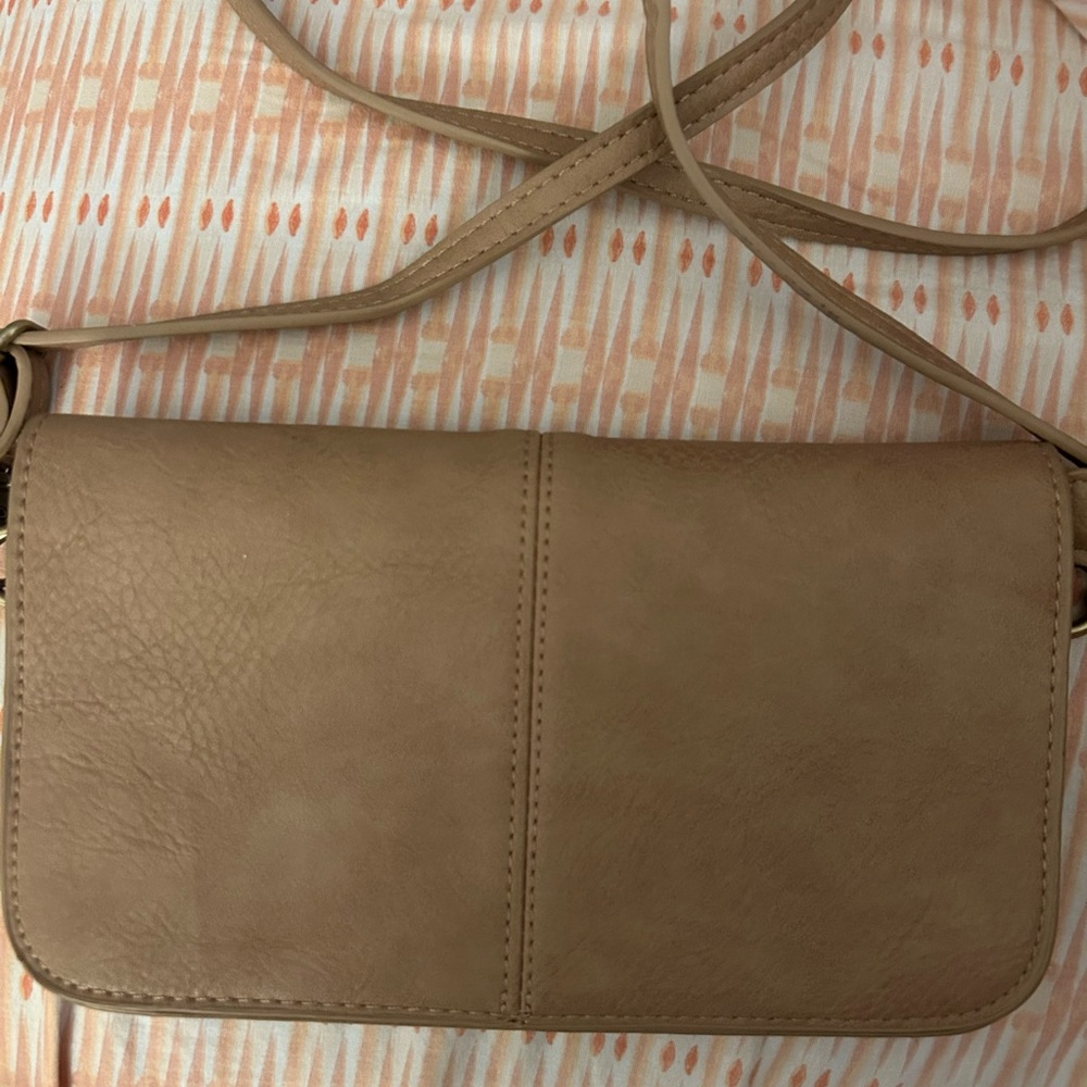 Joy Susan Taupe Crossbody Bag with Adjustable Strap